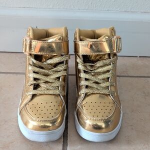 Kids Gold High-Top Sneakers